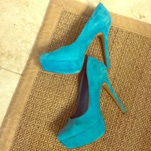 Blue suede shoes. (Aqua in color). Gently used!